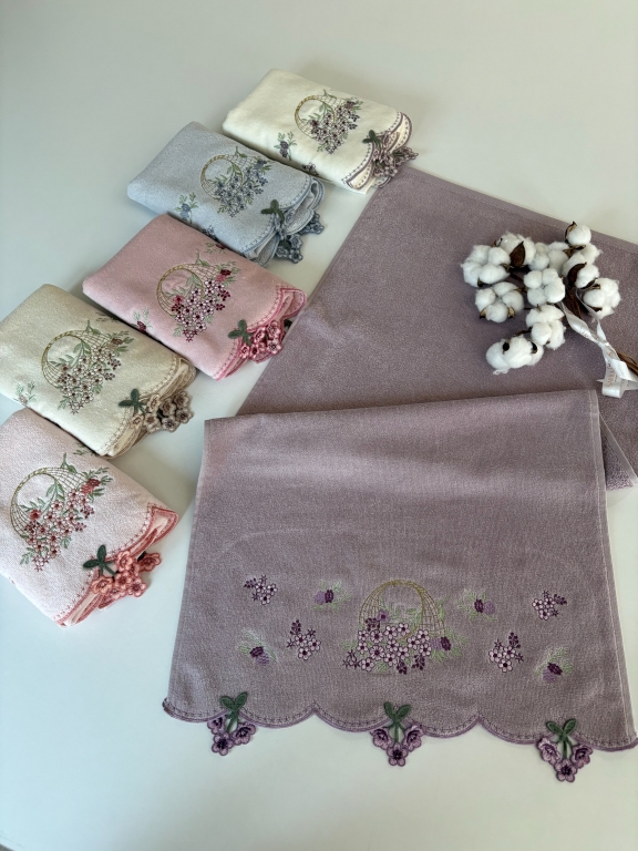50x90 MYSOFT 6'LI NAKIŞLI KÜPELİ HAVLU - FULYA