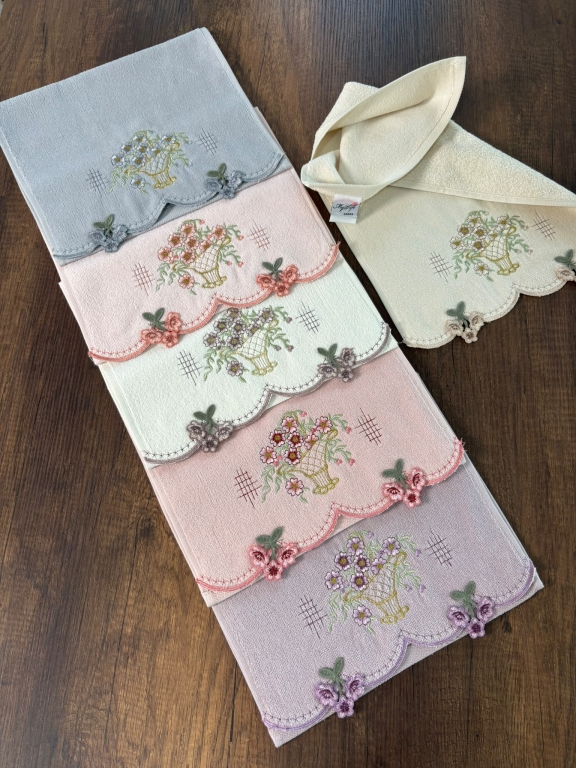 30X50 MYSOFT 6'LI NAKIŞLI KÜPELİ HAVLU - PAPATYA