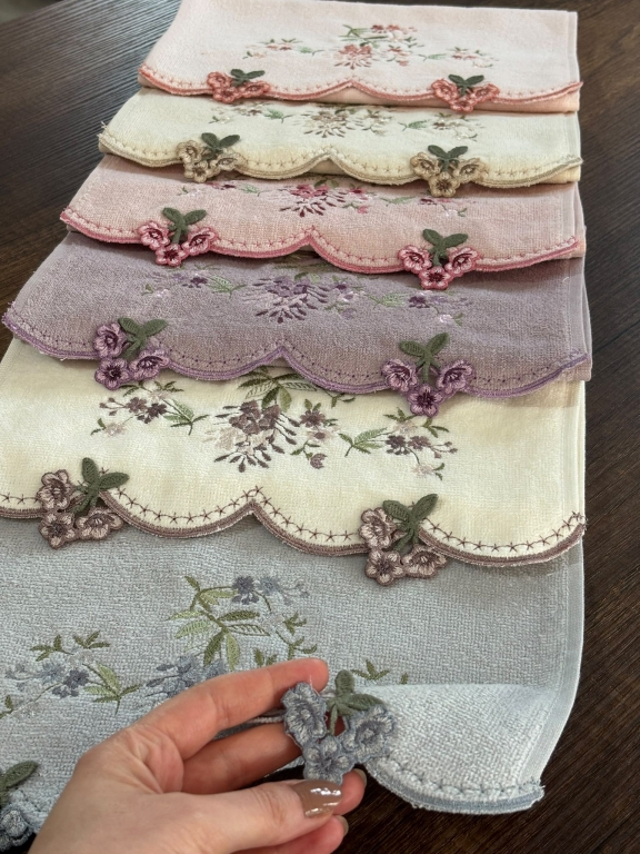 30X50 MYSOFT 6'LI NAKIŞLI KÜPELİ HAVLU - LEYLAK