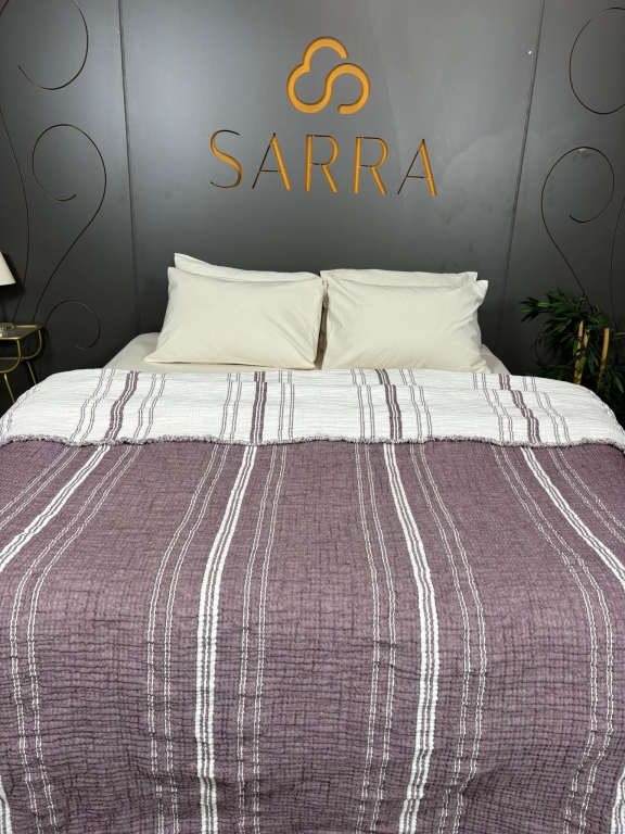 SARRA HOME ÇİFT KİŞİLİK MÜSLİN YATAK ÖRTÜSÜ - ÇİZGİLİ