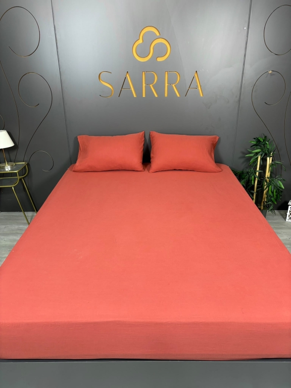 SARRA HOME MÜSLİN ÇİFT KİŞİLİK LASTİKLİ ÇARŞAF TAKIMI