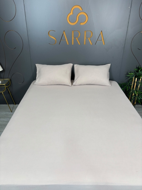 SARRA HOME MÜSLİN ÇİFT KİŞİLİK LASTİKLİ ÇARŞAF TAKIMI