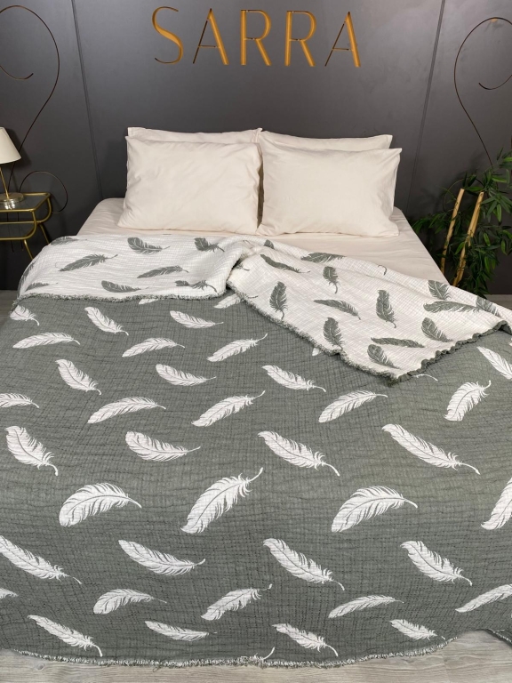 SARRA HOME ÇİFT KİŞİLİK MÜSLİN YATAK ÖRTÜSÜ - TÜY