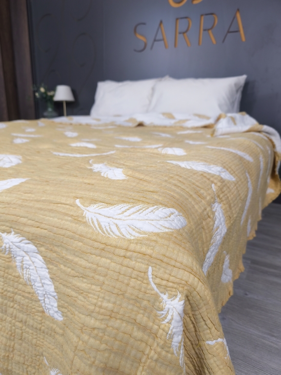 SARRA HOME ÇİFT KİŞİLİK MÜSLİN YATAK ÖRTÜSÜ - TÜY