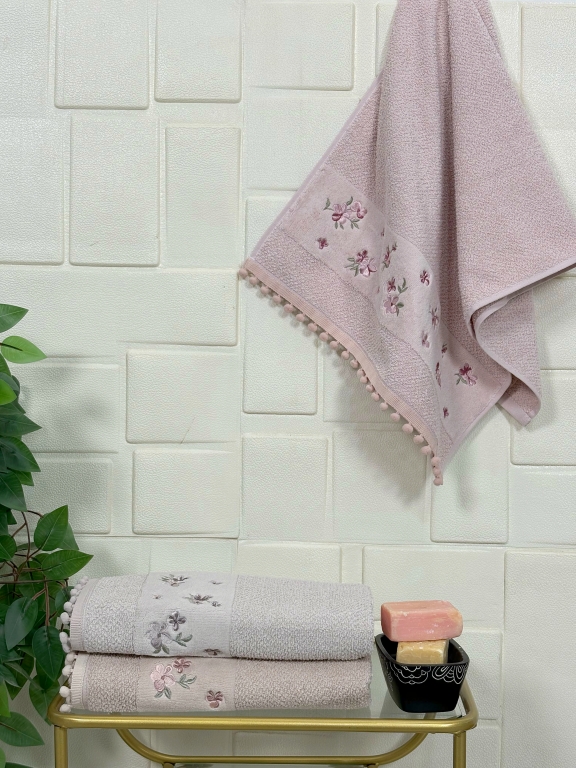 SARRA 50x90 3'LÜ PONPONLU HAVLU - YASEMİN