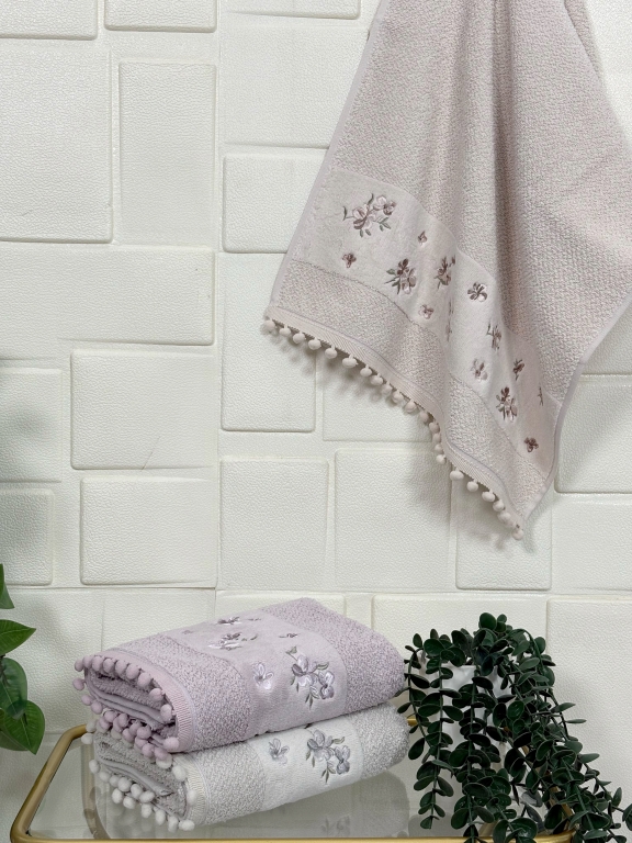 SARRA 50x90 3'LÜ PONPONLU HAVLU - YASEMİN