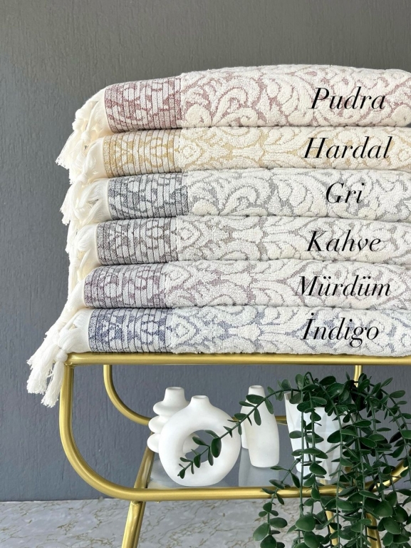 90X150 SARRA SARE BAĞLAMALI DAMASK BANYO HAVLUSU